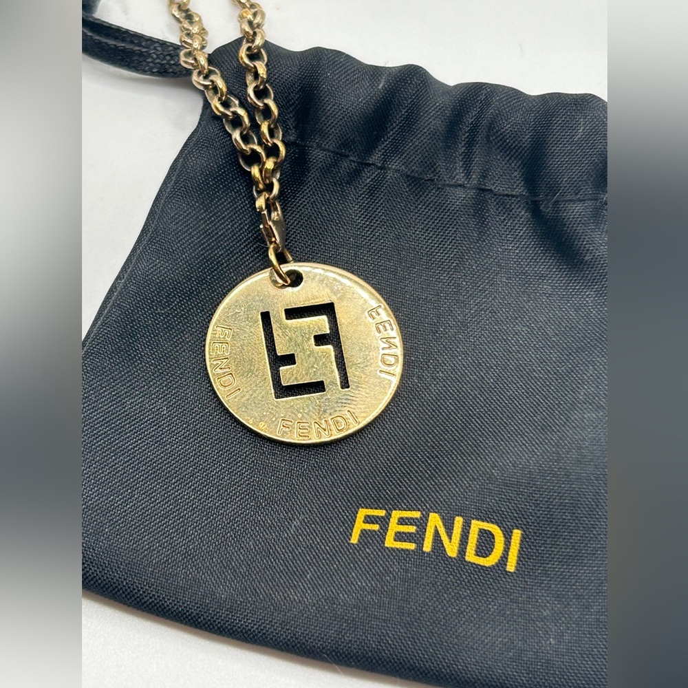 SOLD❤️ FENDI F is Fendi Gold Logo Necklace w/ Dust Bag - Picture 14 of 15